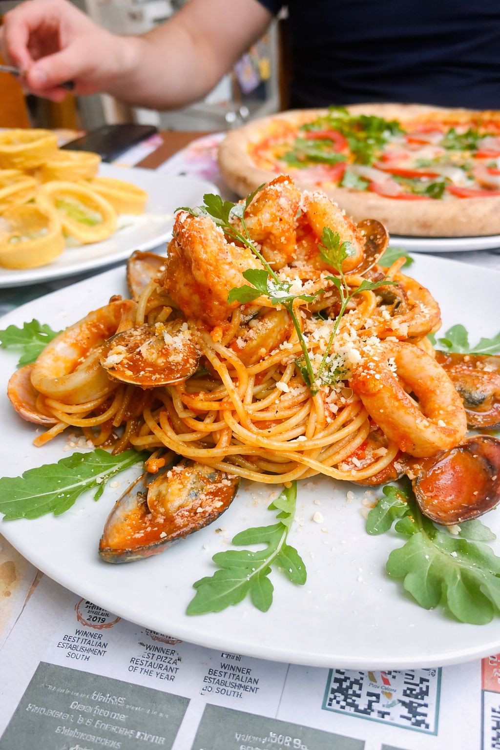 Pizza Calzone pasta with fish