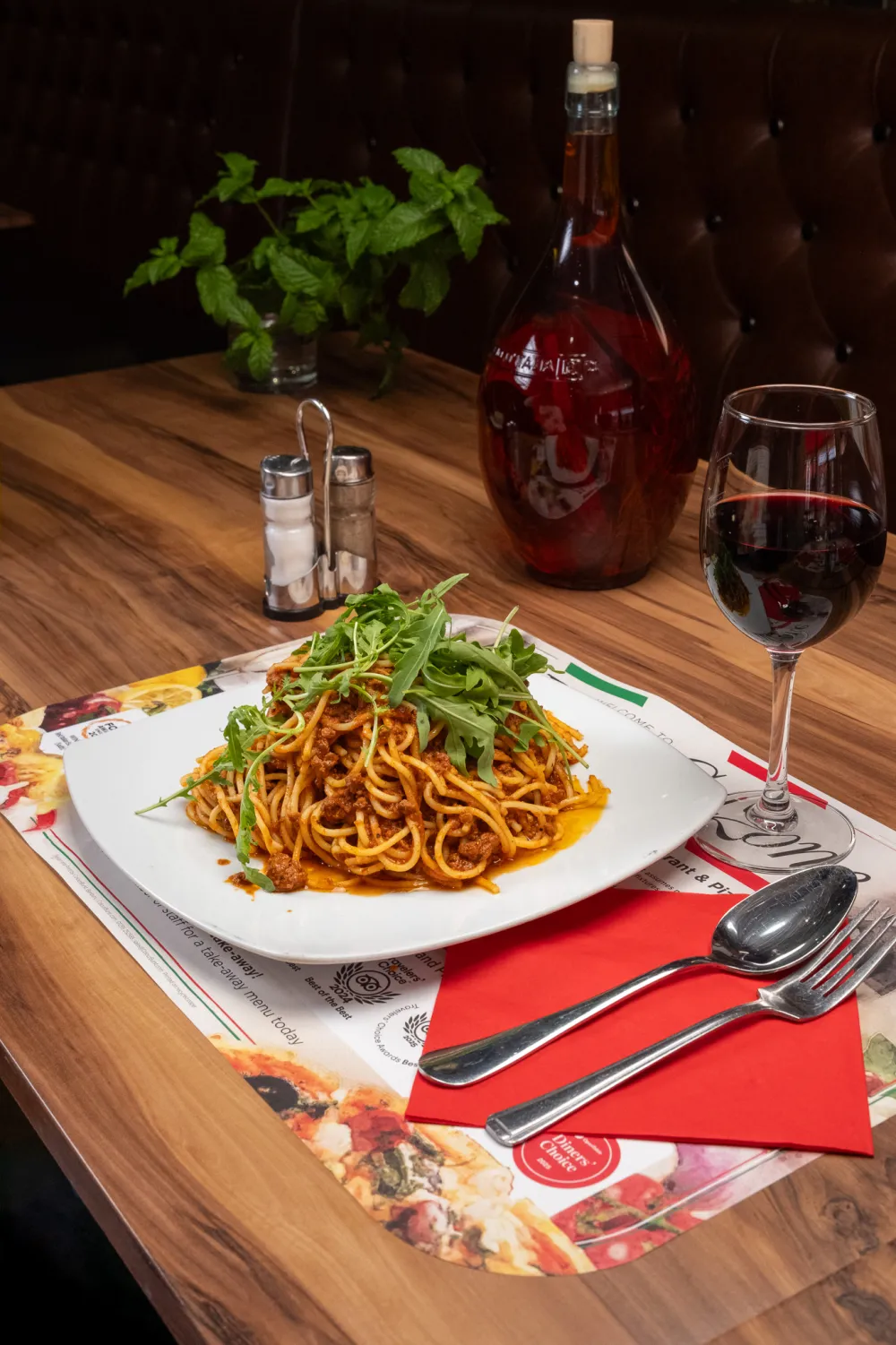 Spaghetti bolognese served at Pizza Calzone Banbury